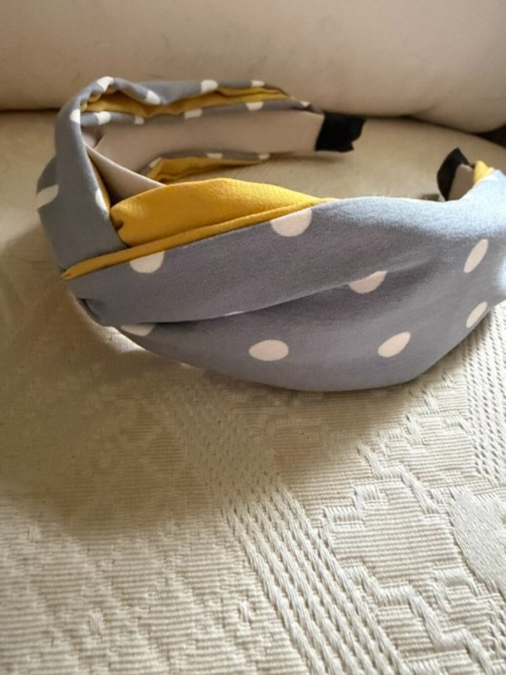 NWT Blue White Yellow Polkadot Headband- colorful sharp accessory